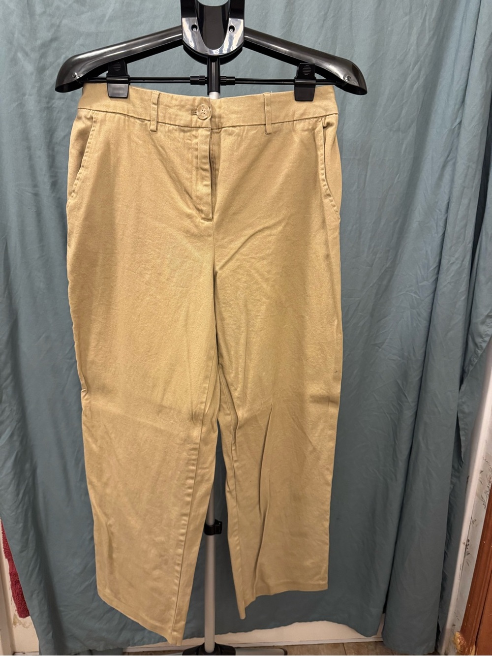 Cato Classics Khaki Chino Pants Size 12 Hi-Rise Straight Leg Tan